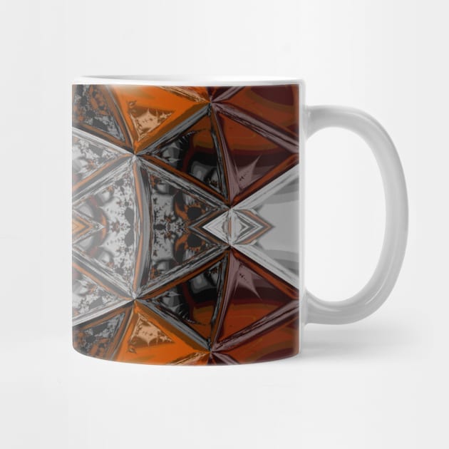 Mosaic Mandala Flower Orange White and Black by WormholeOrbital